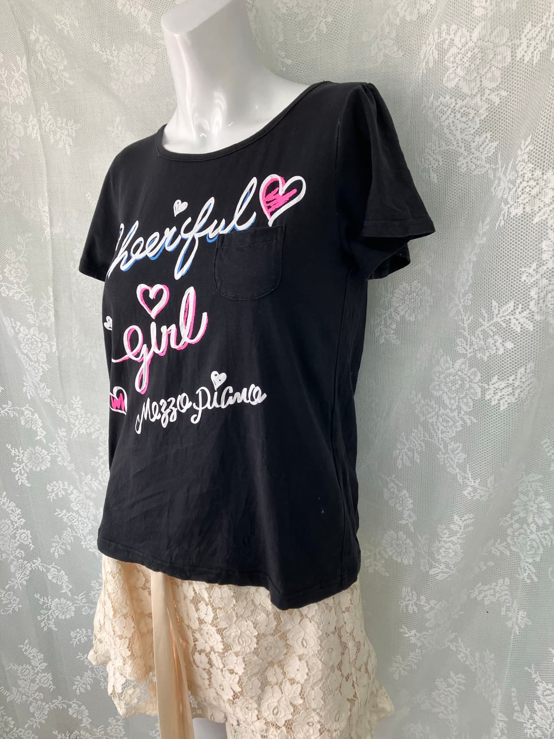 빈티지 러블리 프린팅 프릴 반팔 1127 모리걸 y2k 스트릿 갸루 펑키 상품이미지3