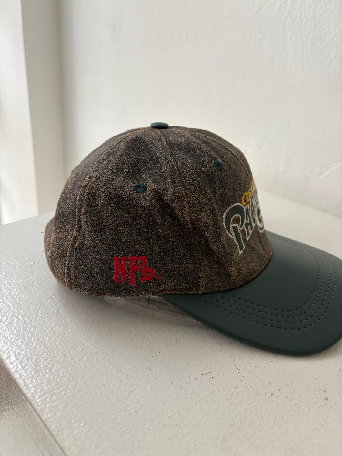 90's NFL Green Bay Pakers Leather cap 상품이미지7