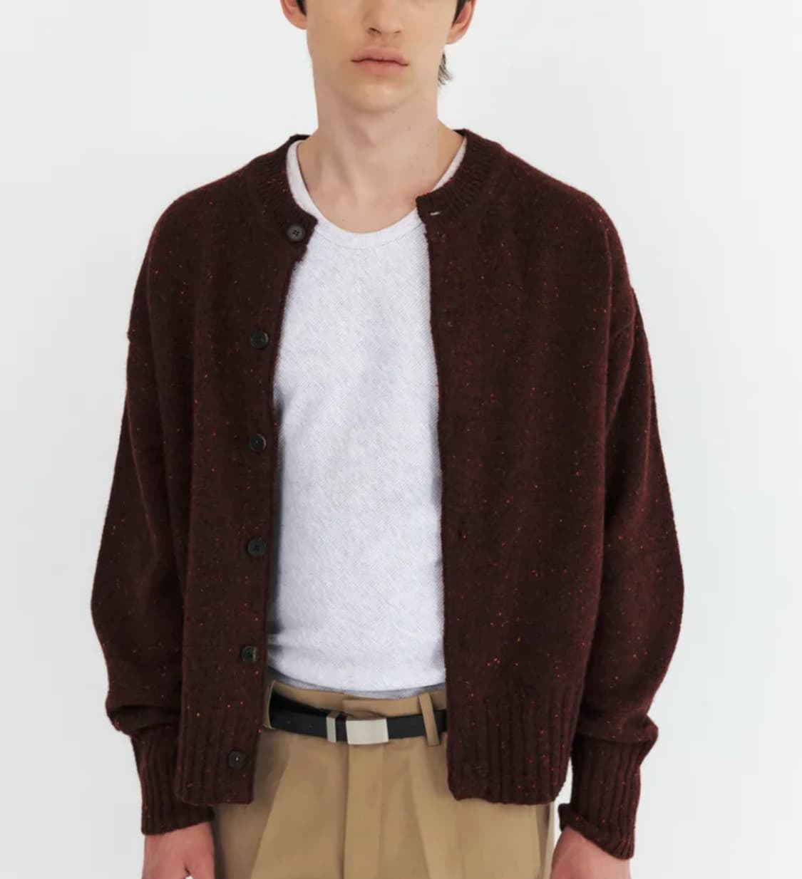 MODIFIED WOOL ROUND CARDIGAN - BRICK RED 상품이미지3