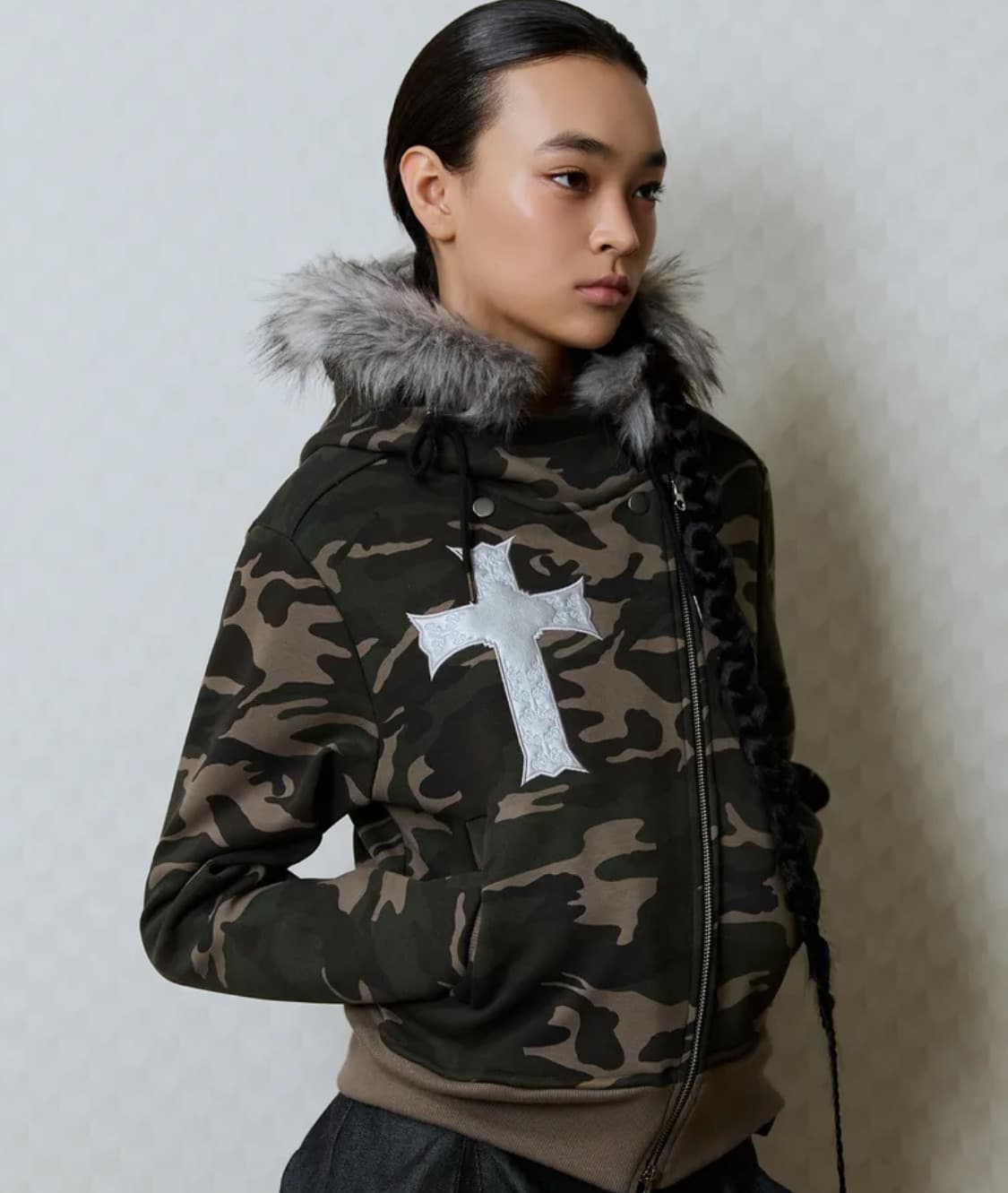 러브이즈트루 언발란스 후드집업/카모 상품이미지1