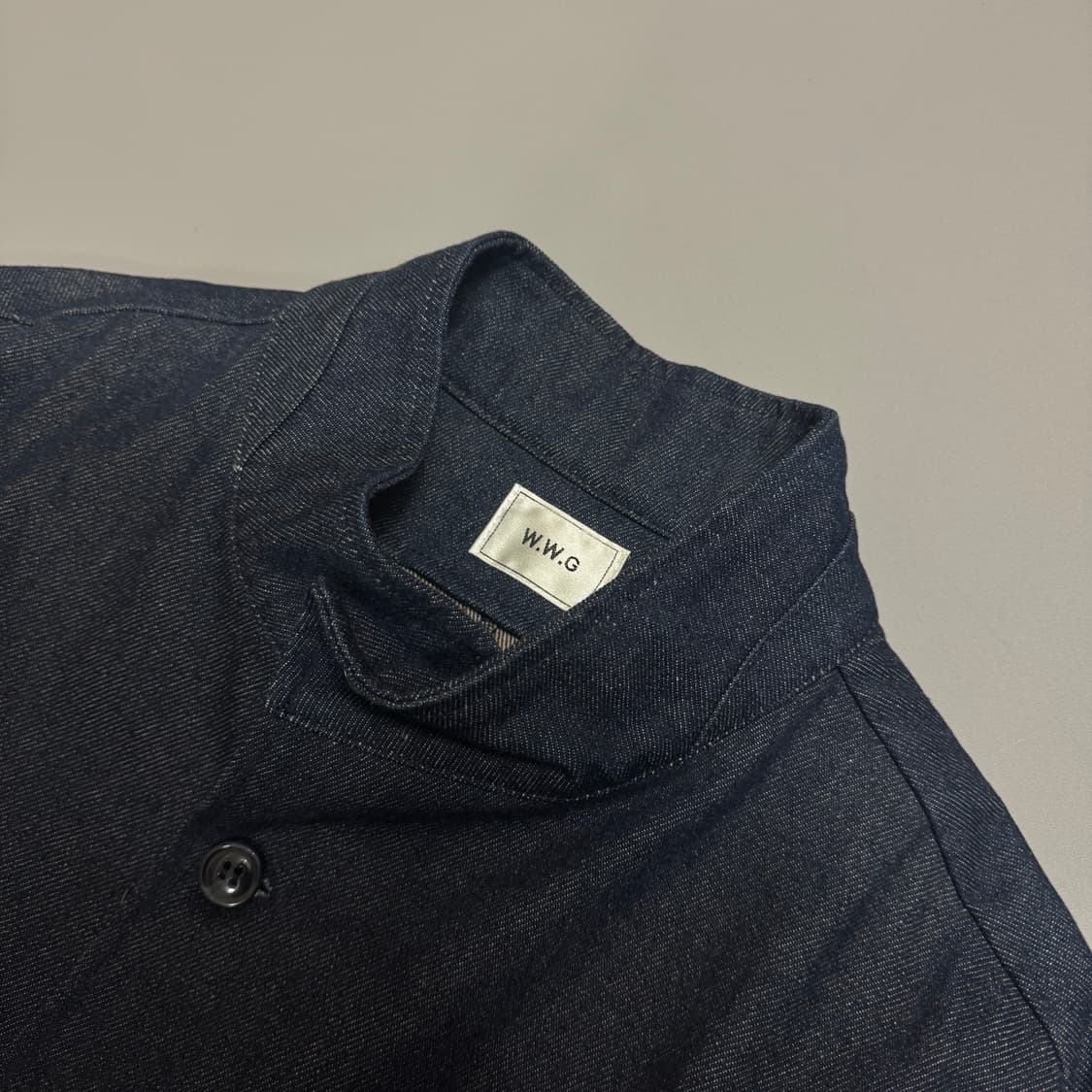W.W.G 인디고블루 하이넥 버튼 데님 코트 상품이미지3