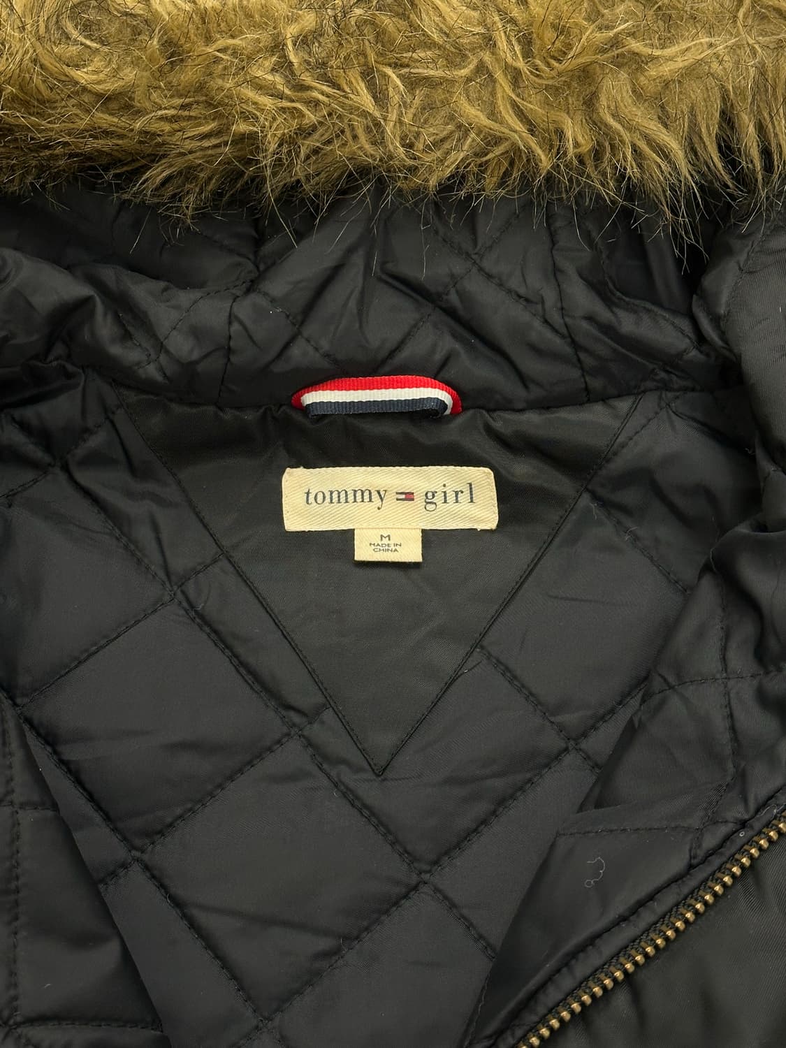 M)Tommy Girl 빈티지 블랙 퍼 후드 패딩 자켓 상품이미지7