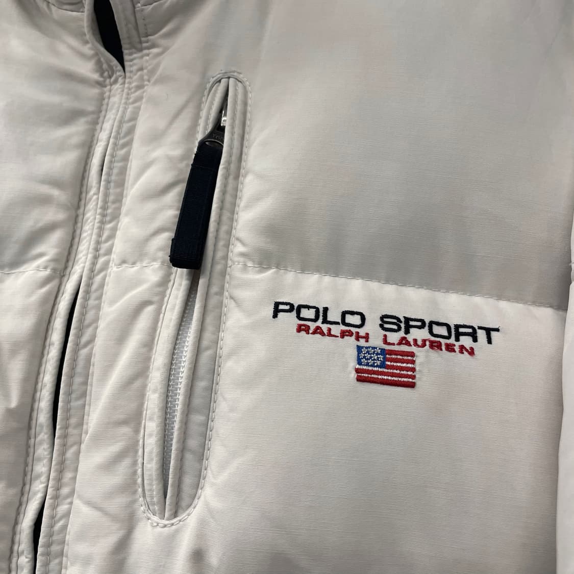 90s 폴로 스포츠 후드 내장 다운 푸퍼 화이트 패딩 자켓 N203 상품이미지4
