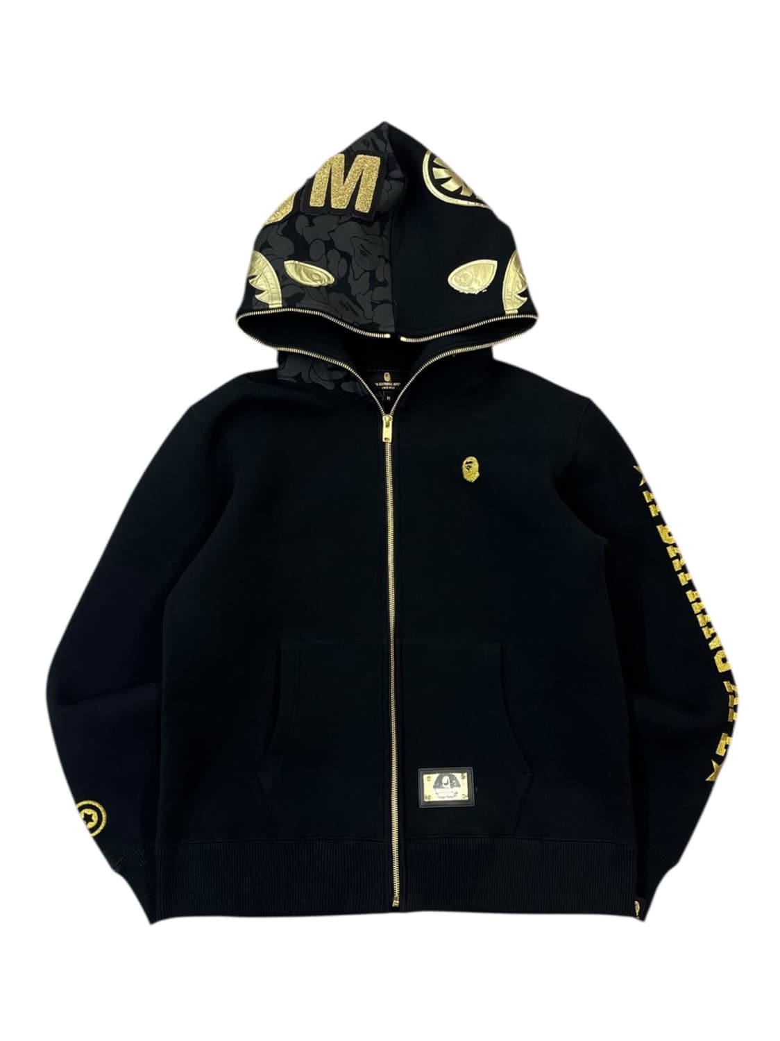 베이프 금장 샤크 후드집업 블랙 M #csz1782 상품이미지3