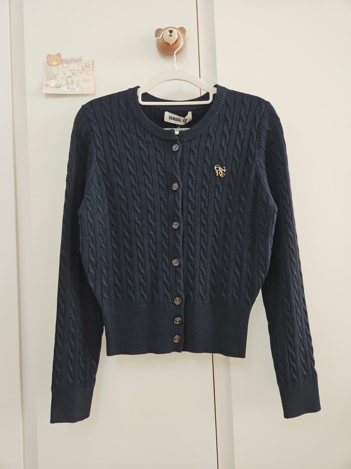 [새상품] 제너럴아이디어 시그니처 슈퍼파인 울 케이블 니트가디건 상품이미지5