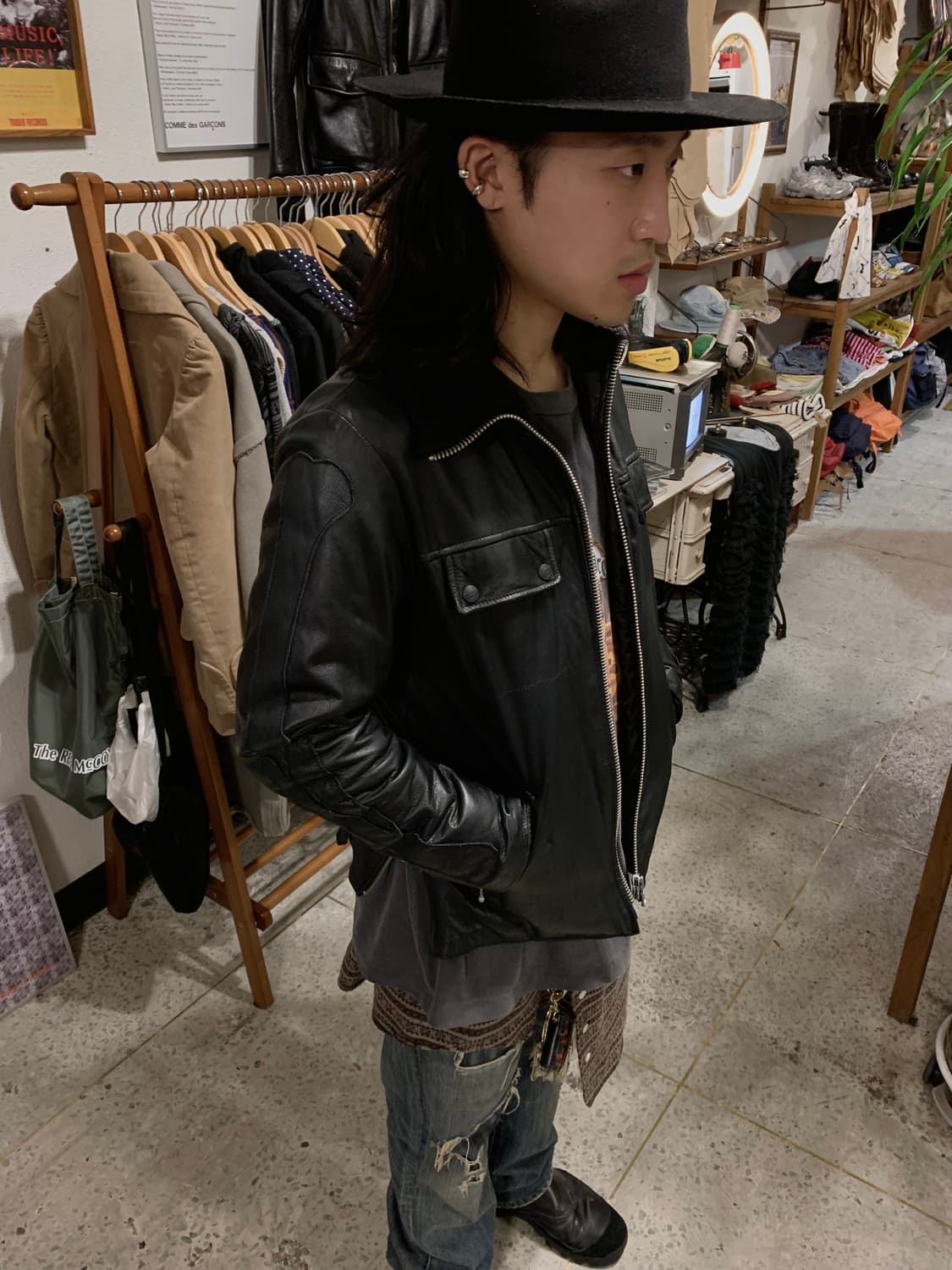 네이버후드 카우 레더 본 패치 자켓 상품이미지4