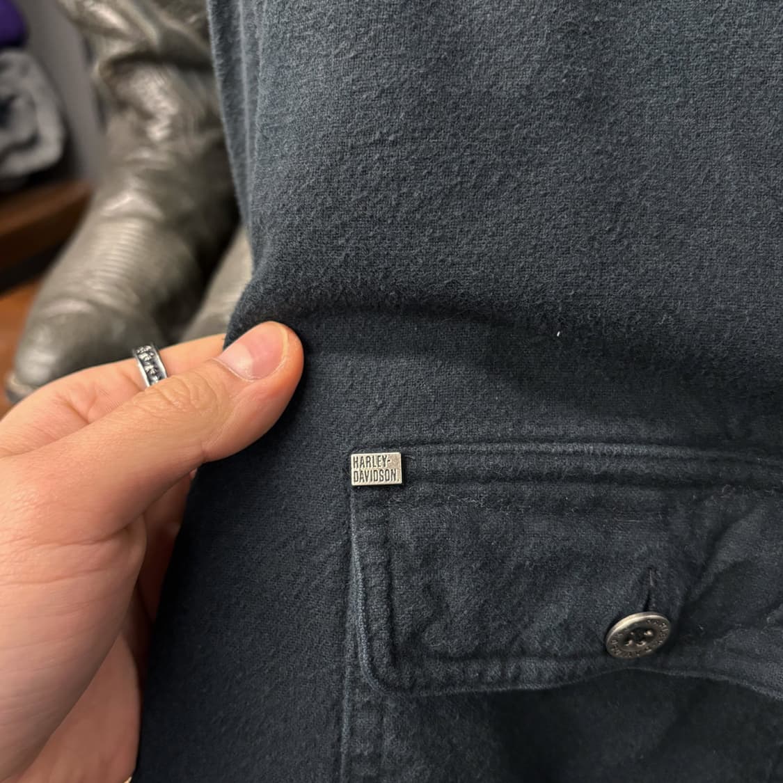 00s 할리데이비슨 플랩포켓 시그니처 패치 헤비코튼 셔츠 N280 상품이미지6