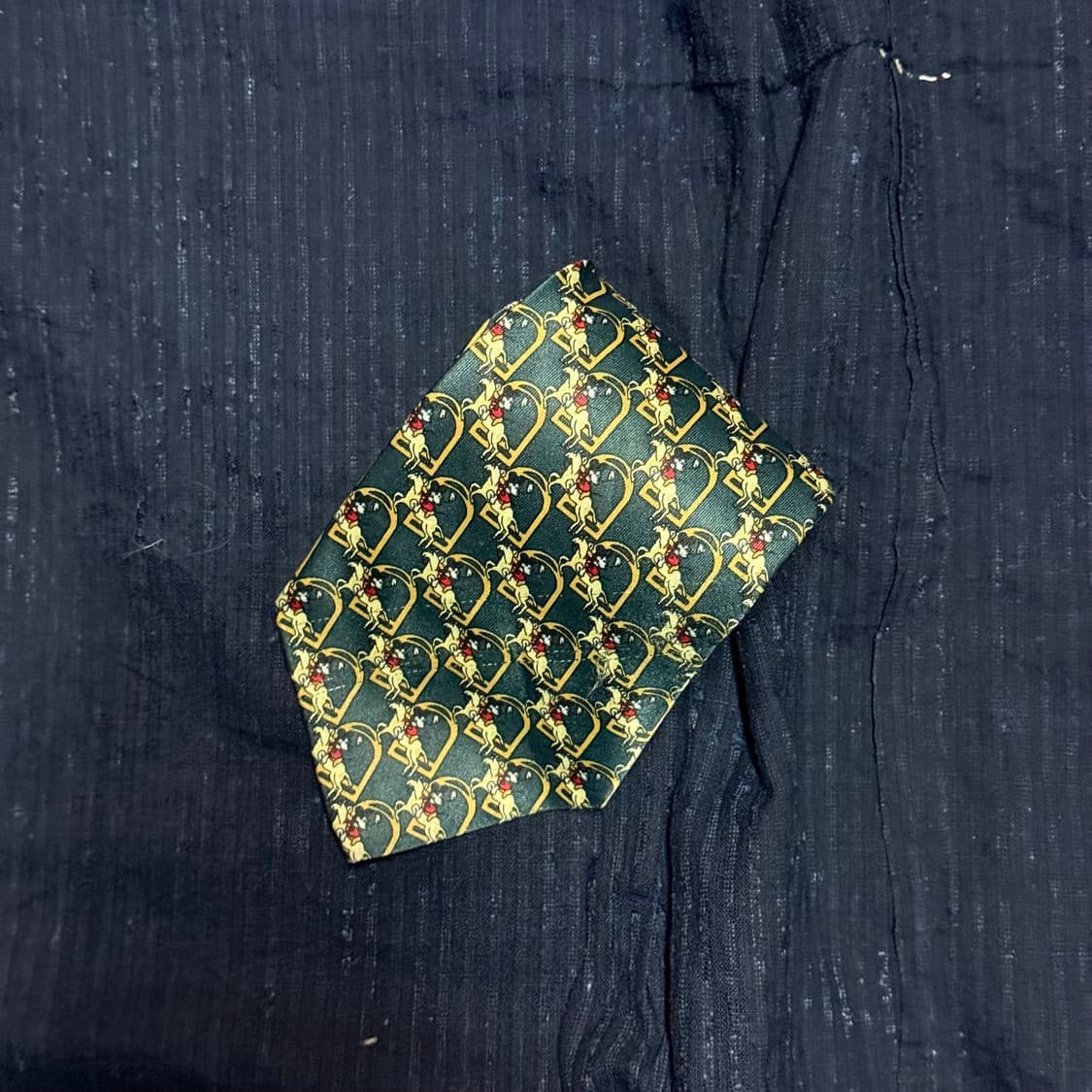 Serre & Bello 미키마우스 & 목마 패턴 실크 타이 상품이미지1