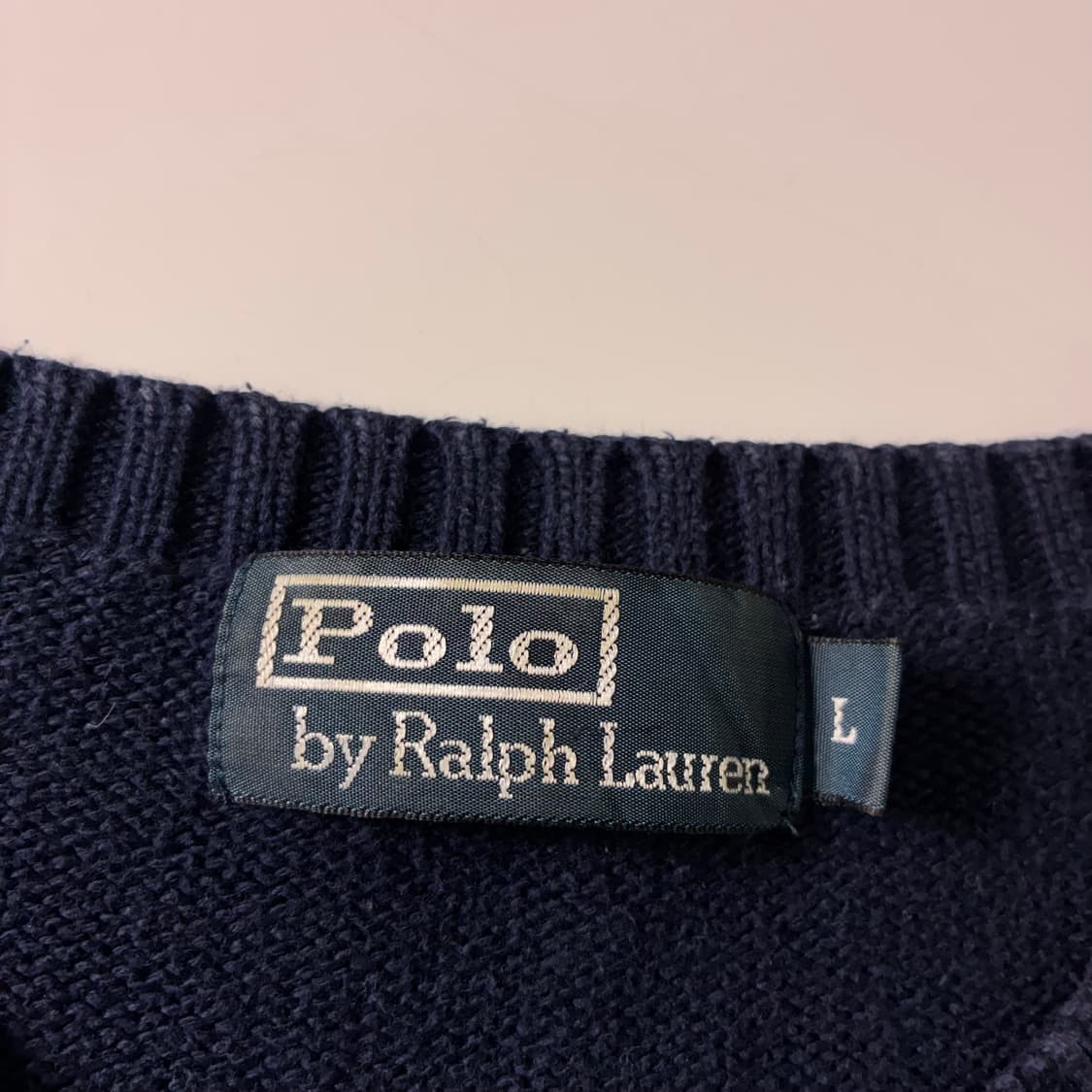 Polo  폴로 랄프로렌 90,s 자수 코튼 네이비 라운드 니트  상품이미지4