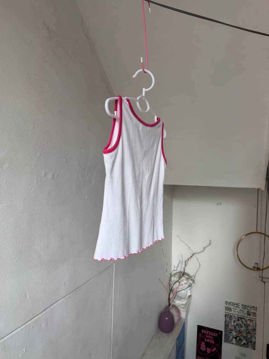 빈티지 핑크 레이스 브이넥 나시 상품이미지7