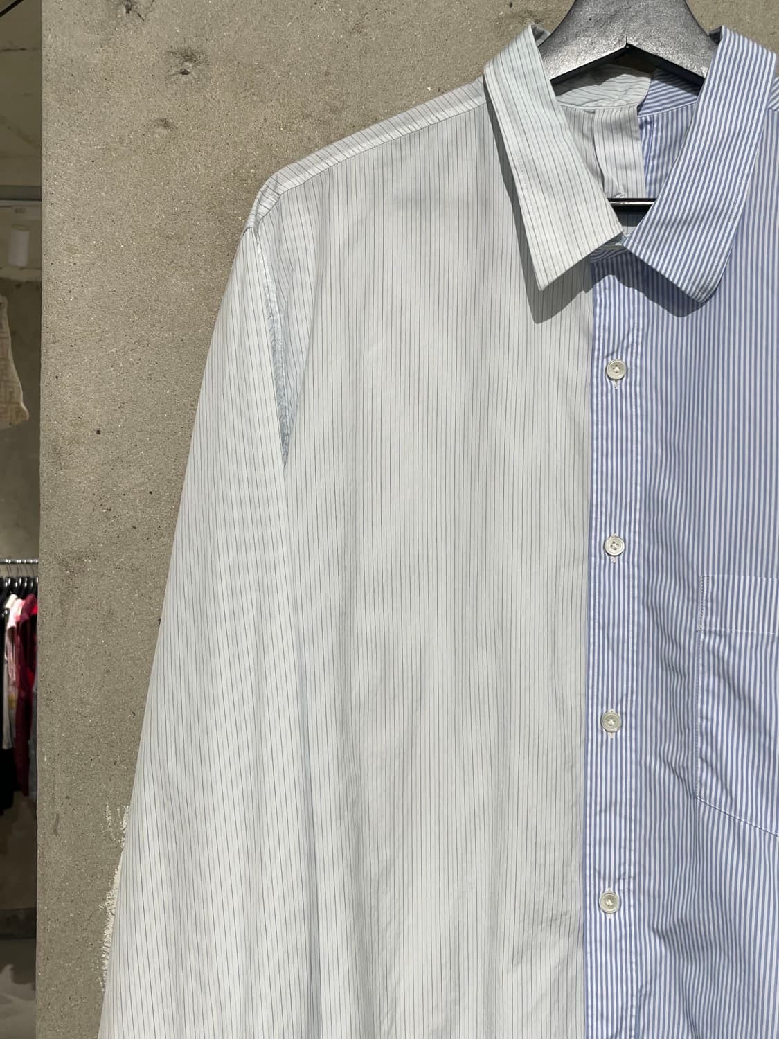 랑방 투 톤 스플릿 스트라이프 코튼 오버 셔츠 상품이미지2