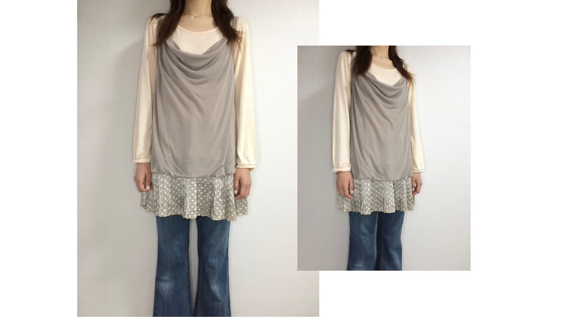 빈티지 핑크 베이지 레이어드 플리츠 도트 원피스 튜닉 상품이미지1