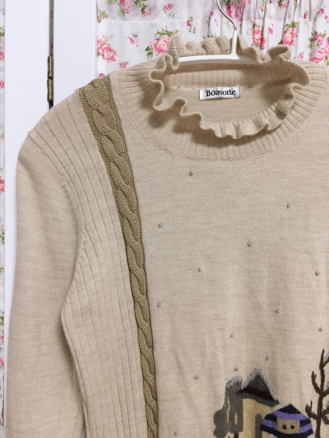 빈티지 모리걸 오두막 니트탑 상품이미지3