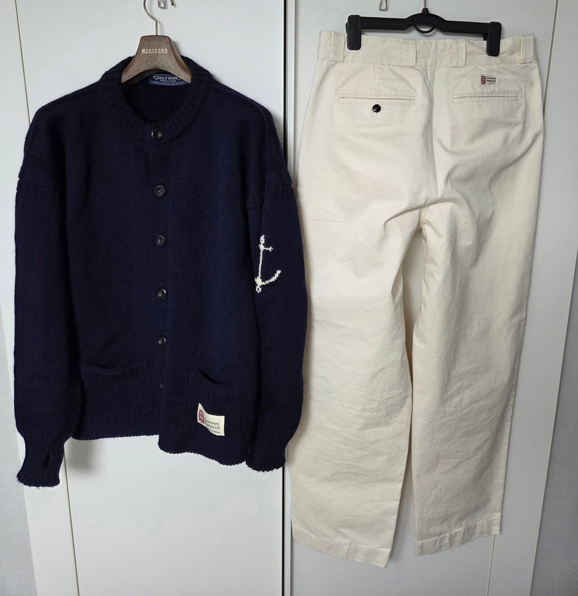 건지울른스 피셔맨 세트 판매 (가디건 44, 치노팬츠 32) 상품이미지2