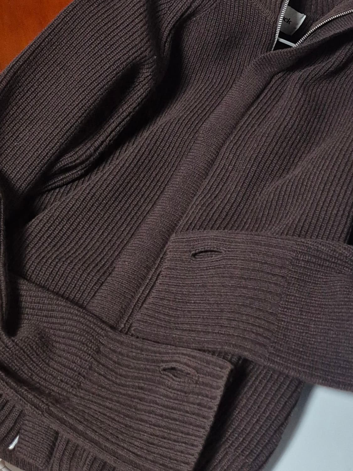토니웩 SUPER FINE MERINO WOOL 니트 집업 [다크브라운] 상품이미지8