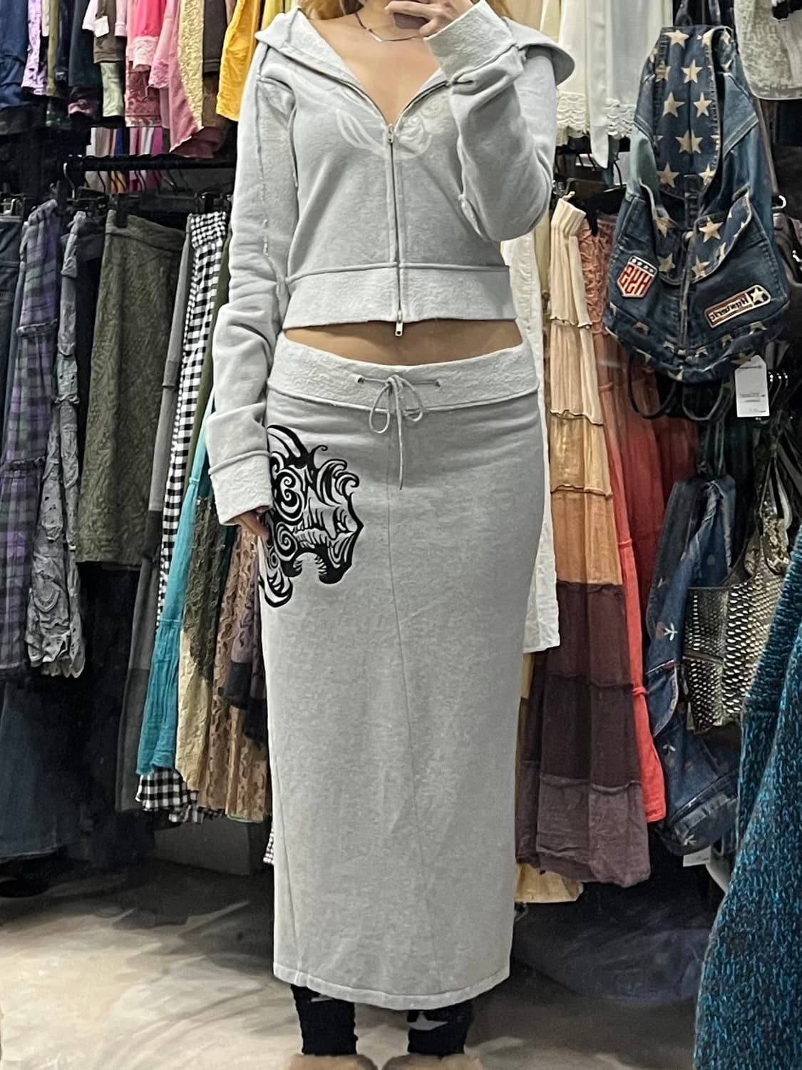 갸루 라이언 트레이닝 후드집업, 스커트 셋업 상품이미지1