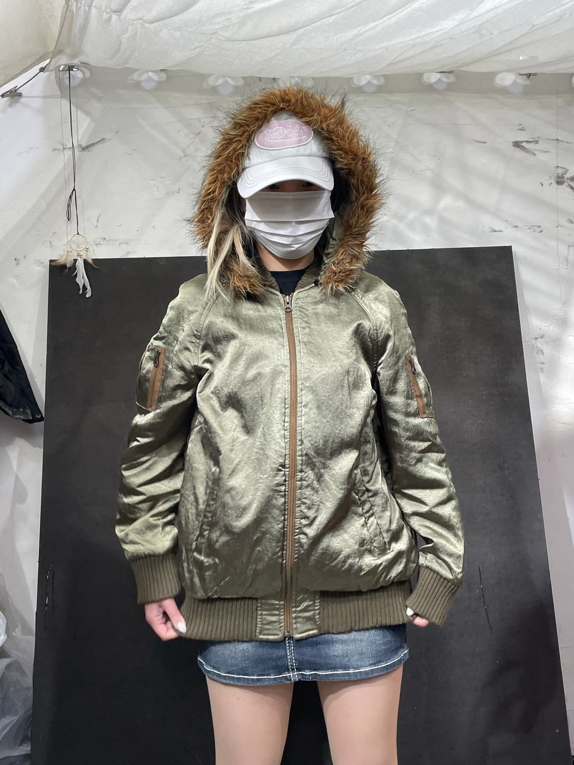 일본빈티지 Livre claire 울프죠 퍼 후드 자켓 ma-1 마원 M 상품이미지1