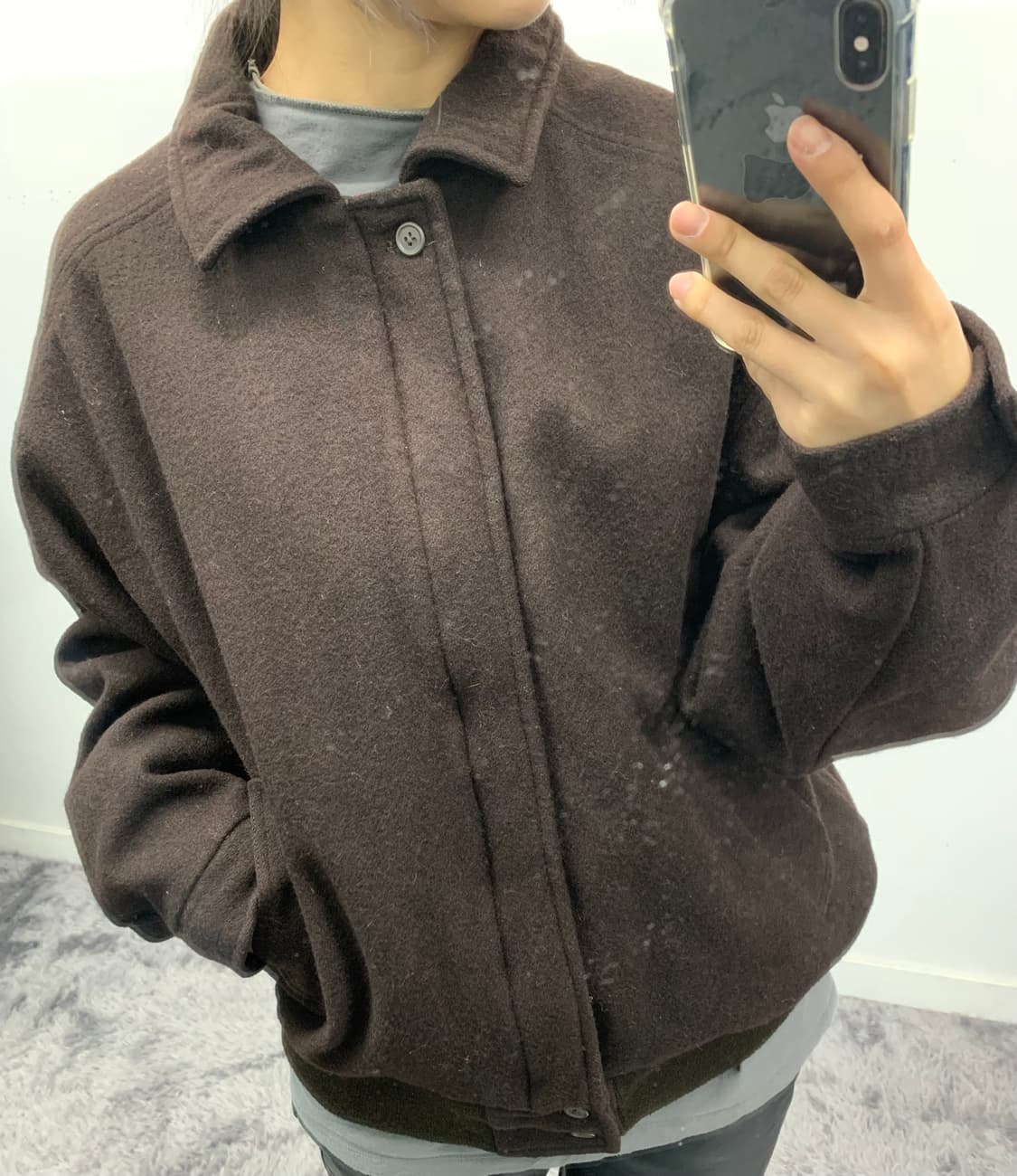 재패니즈 다크브라운 울 봄버 상품이미지3