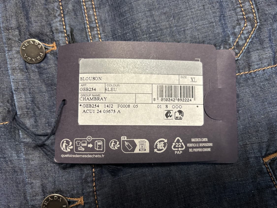 프라다 샴브레이 자켓 (XL) 상품이미지8