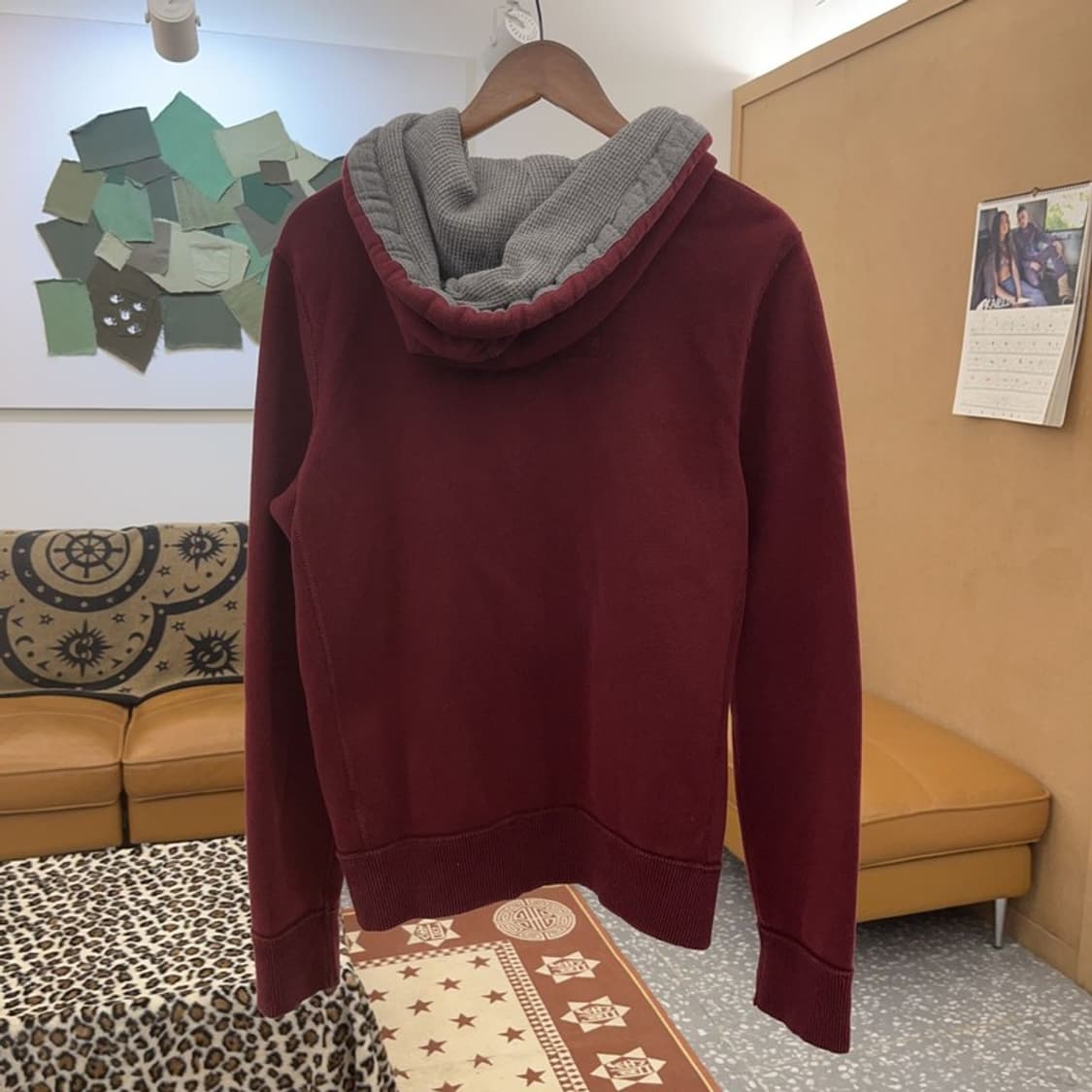 아베크롬비 올드스쿨 레트로 버건디와인 써멀 후드집업 M C08982 상품이미지4