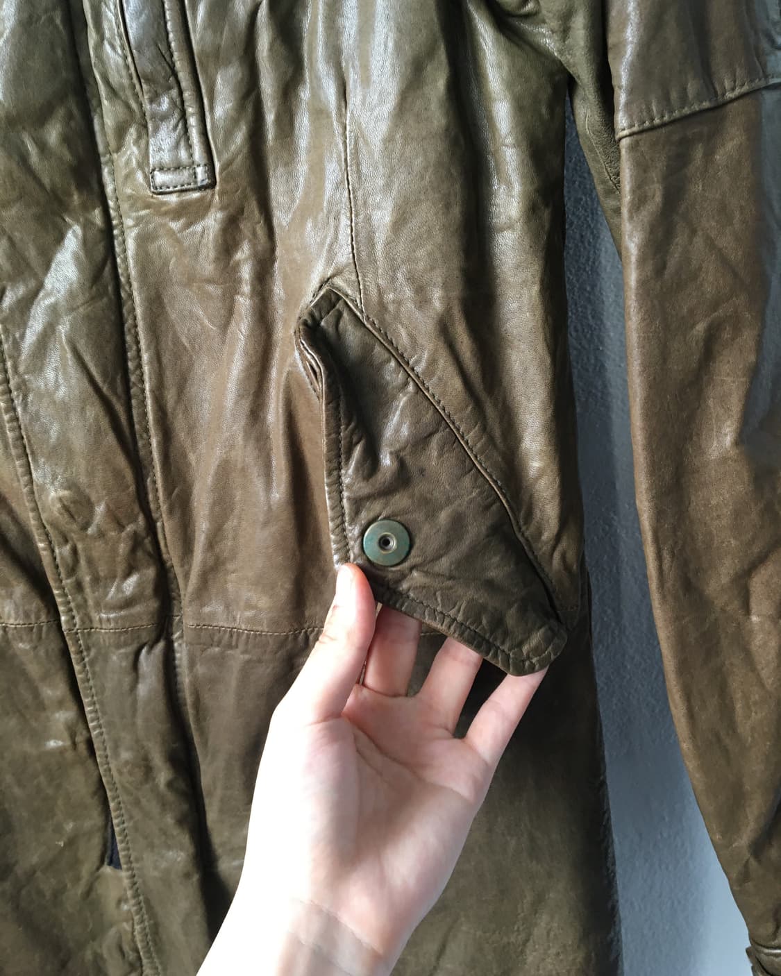 High neck long hood leather jacket 상품이미지7