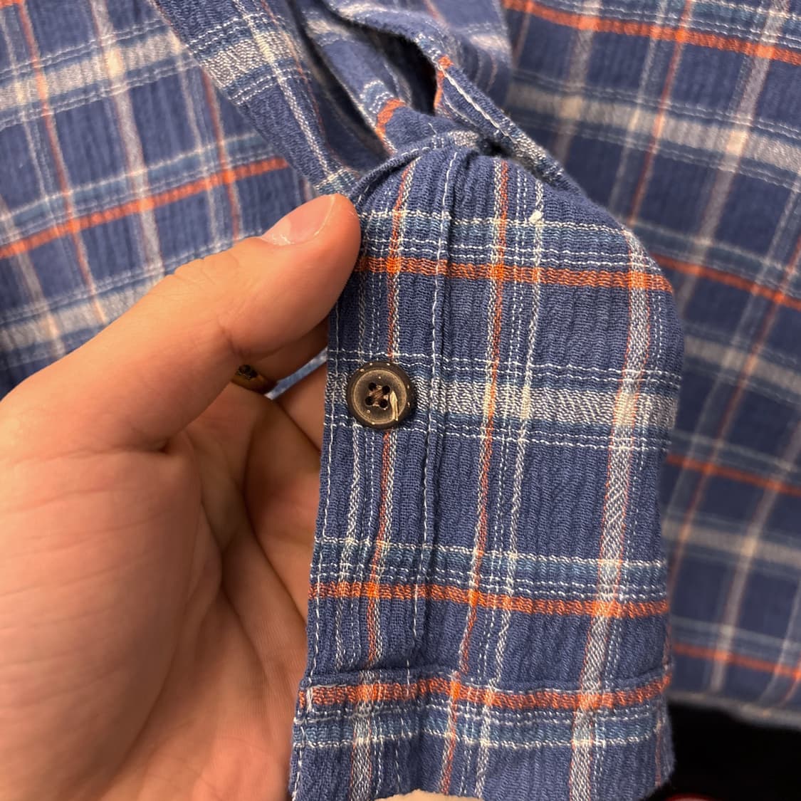파타고니아 오가닉코튼 오렌지 그리드 마드라스체크 시어서커 셔츠 N1021 상품이미지8