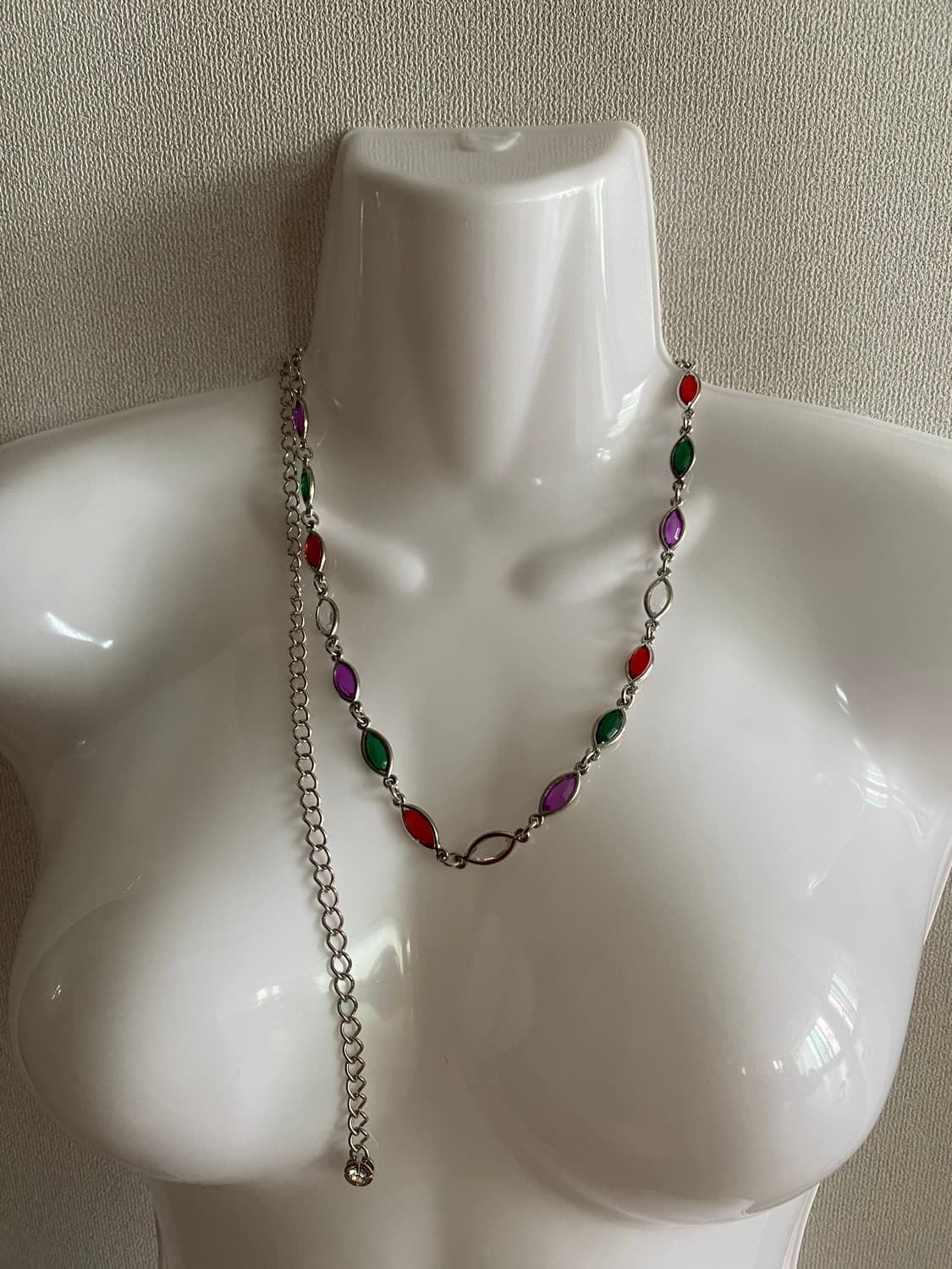 빈티지 컬러 무지개 은장 체인 목걸이 겸 벨트 상품이미지5