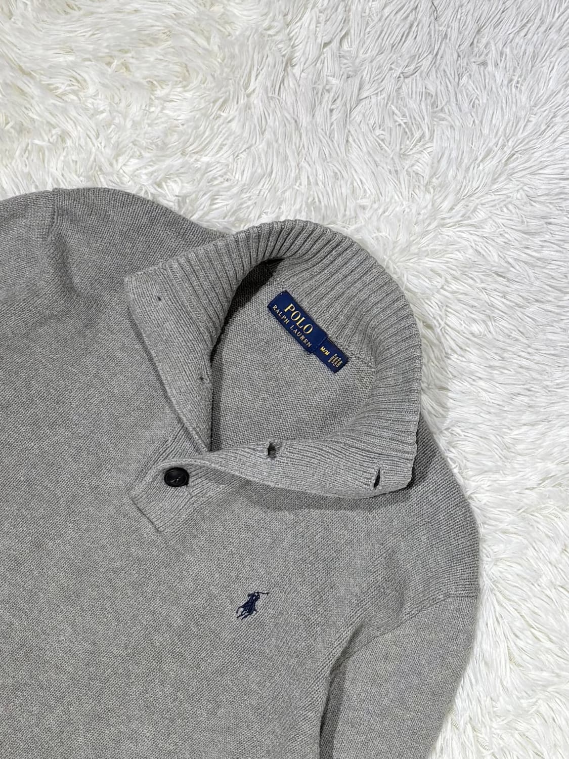 폴로랄프로렌 네이비포니 그레이 버튼 반집업 니트 상품이미지5