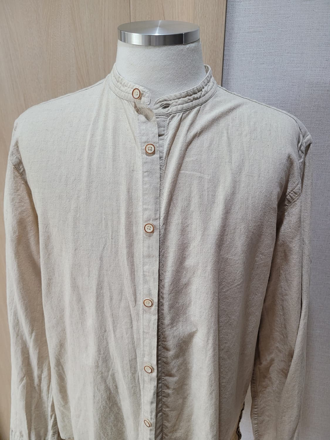 자라맨 ZARAMAN 린넨 헨리넥 셔츠 105 로우화이트(미색) 상품이미지2