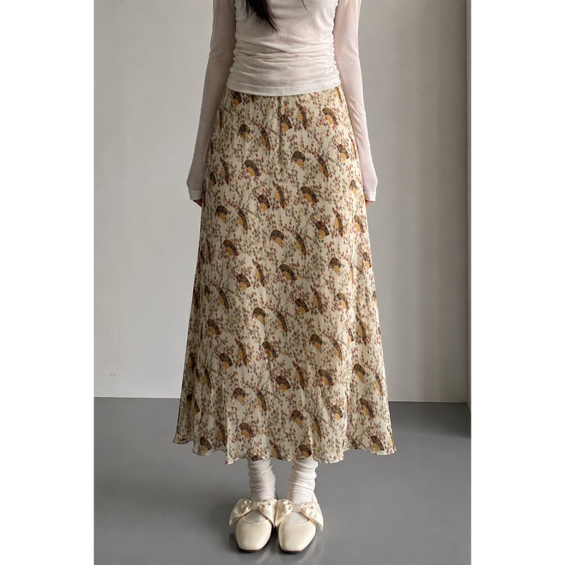 부채 무늬 노랑 빛 치마 상품이미지1