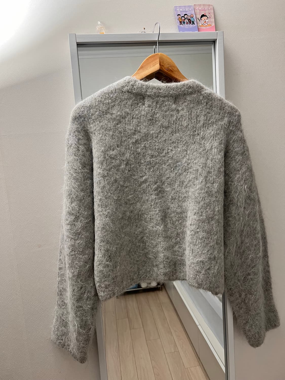 트리밍버드 알파카 크롭 니트 그레이 상품이미지4