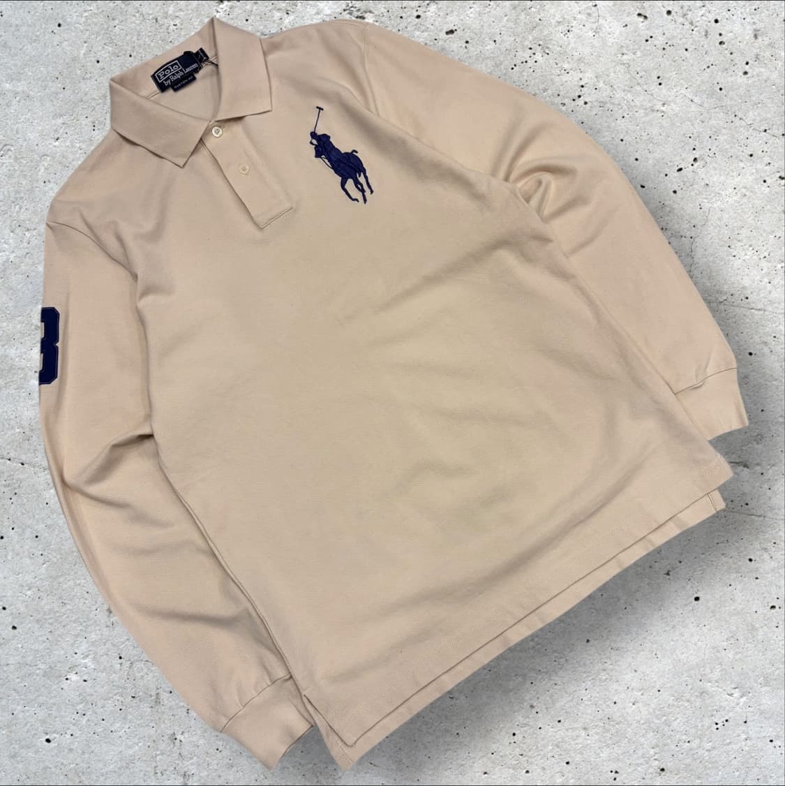[L] 폴로 랄프로렌 빅포니 베이지 롱슬리브 카라티 C215 상품이미지1