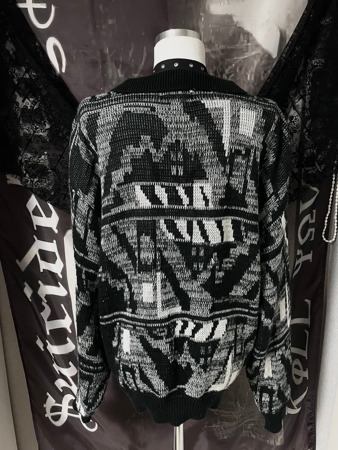 Gotic Collar Knit 무채색00s다크웨어그런지락시크펑크2010 상품이미지3