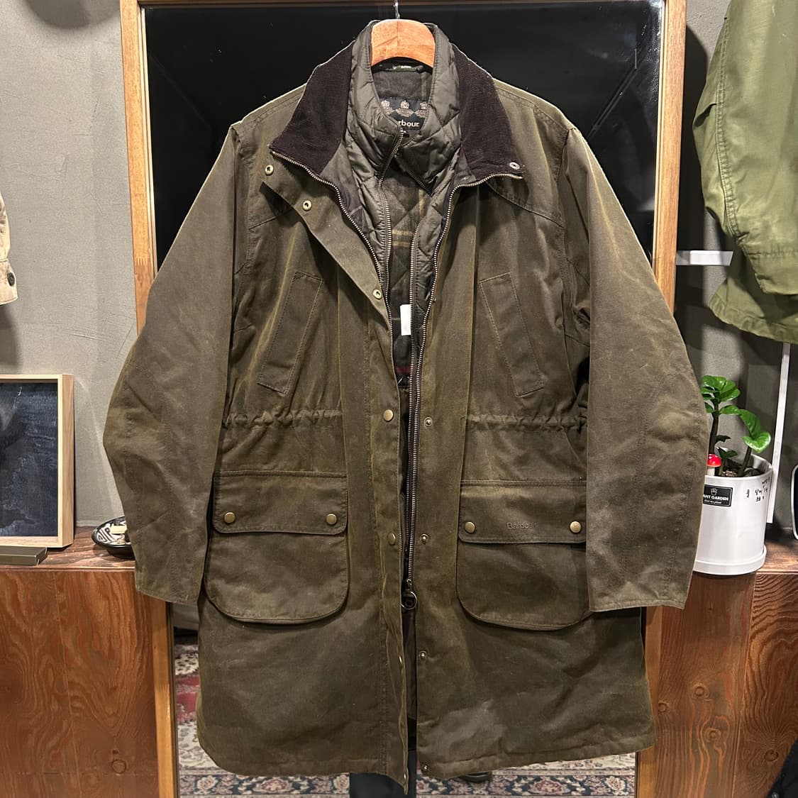 XL) 바버 스런턴 왁스 자켓 올리브 그린 상품이미지2