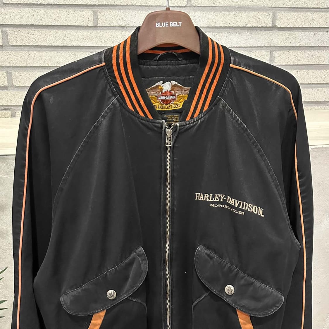 할리데이비슨 바시티 레이싱 자켓 4포켓 레터링 로고 배색 디테일 블랙 상품이미지4