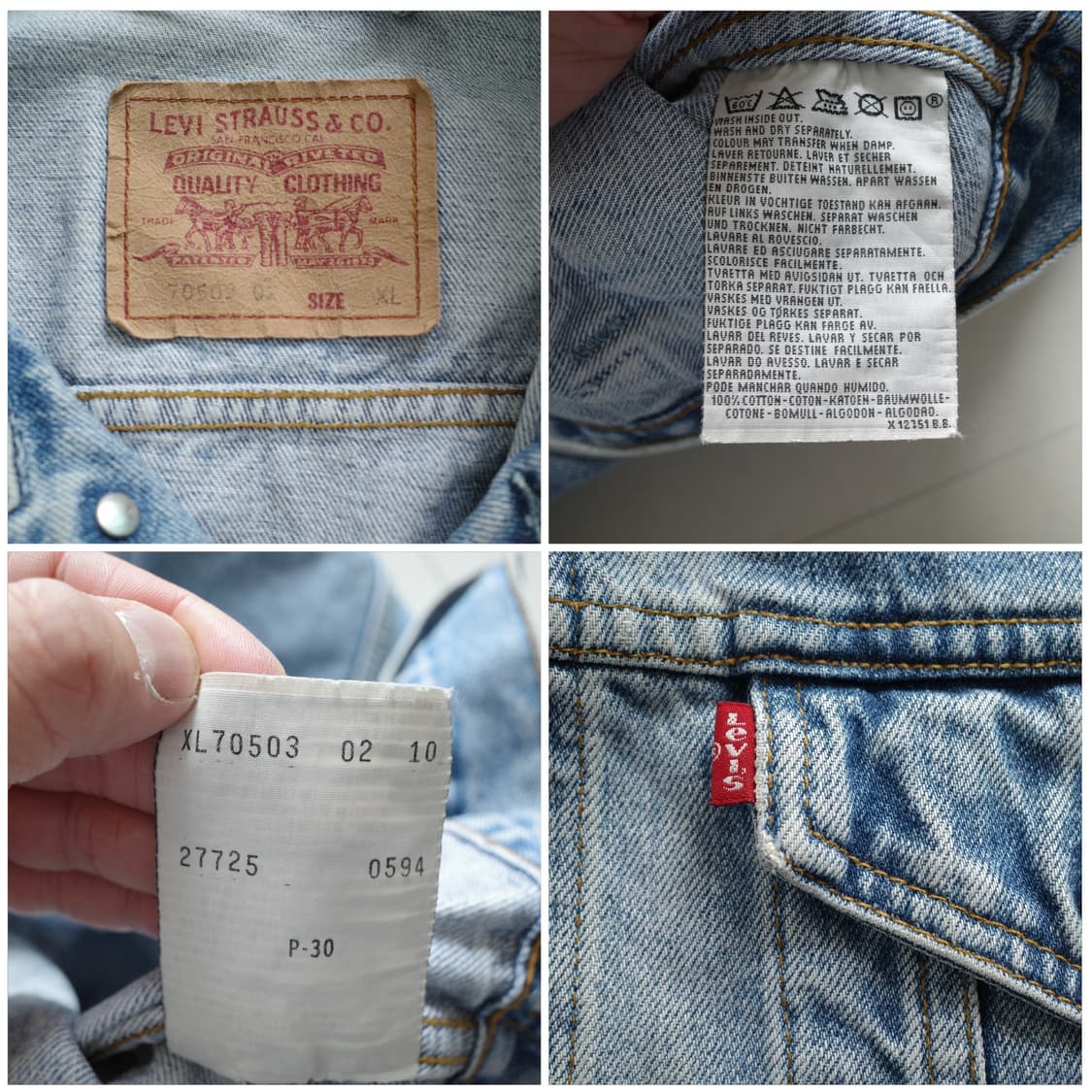 90s 리바이스 70503 데님 트러커 자켓 XL 상품이미지5