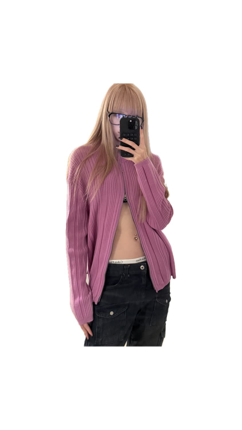 vintage pink knit zipup 상품이미지1