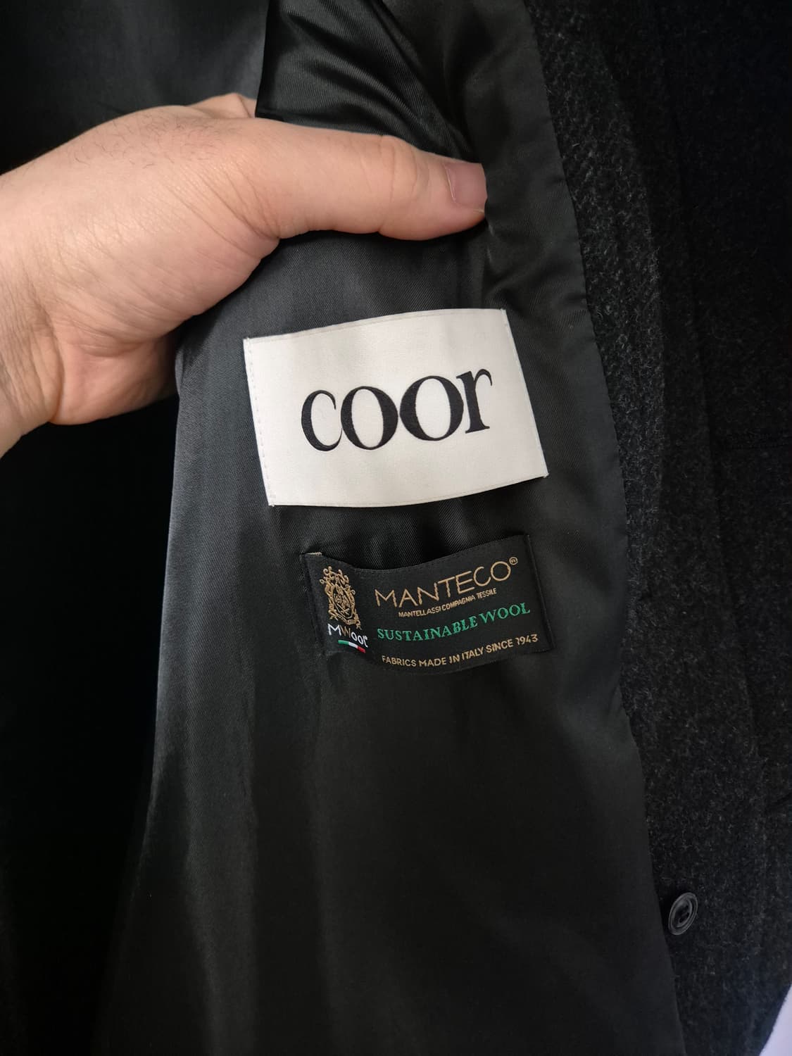 쿠어 오버사이즈 클래식 발마칸 코트 (멜란지차콜) 상품이미지6