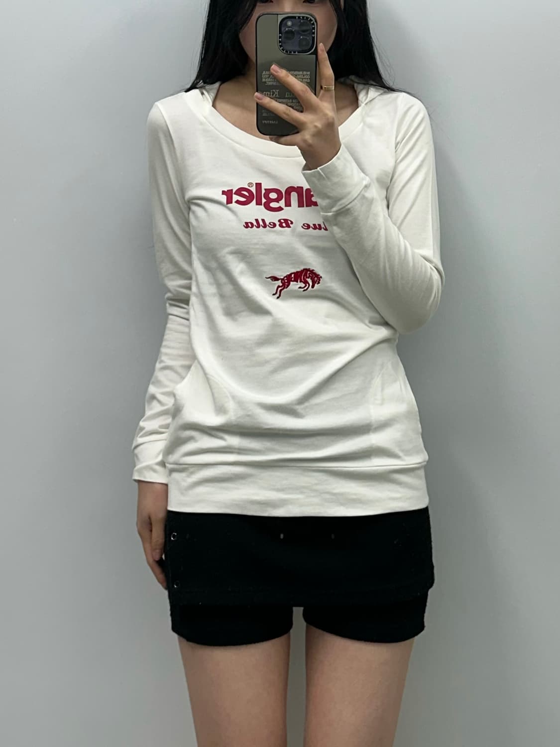 랭글러 화이트 슬리브 후드티 상품이미지1