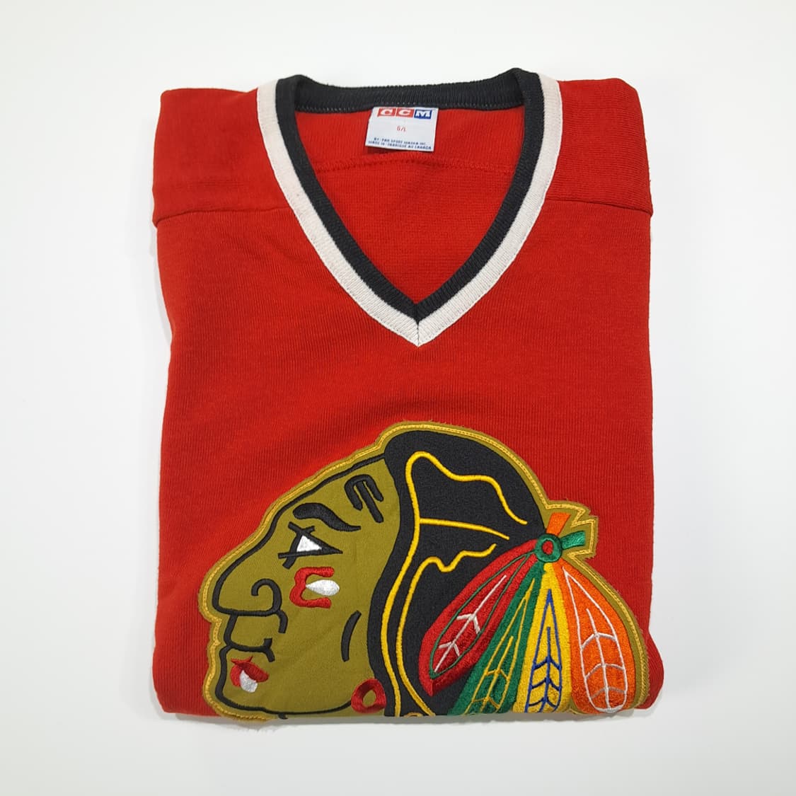 CL344 L CCM 90s 캐나다판 폴리 스트라이프 레드 니트 스웨터 상품이미지8