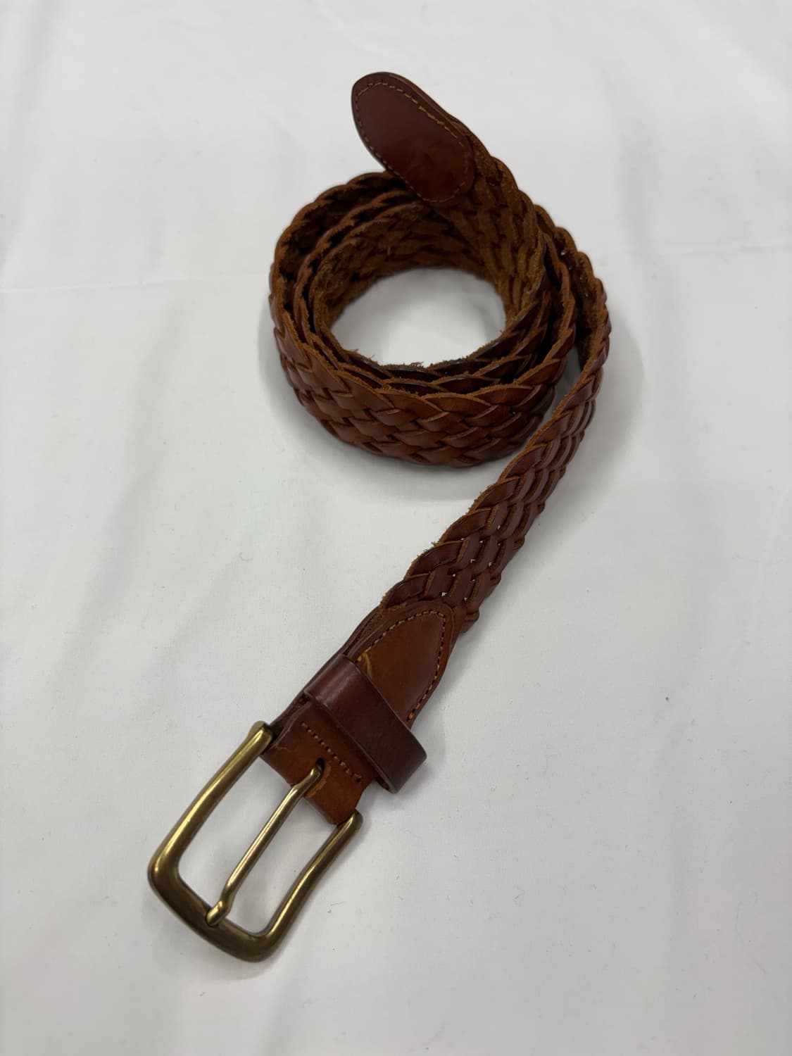 브라운 레더 브레이드 웨이빙 꽈베기 벨트 빈폴 상품이미지1