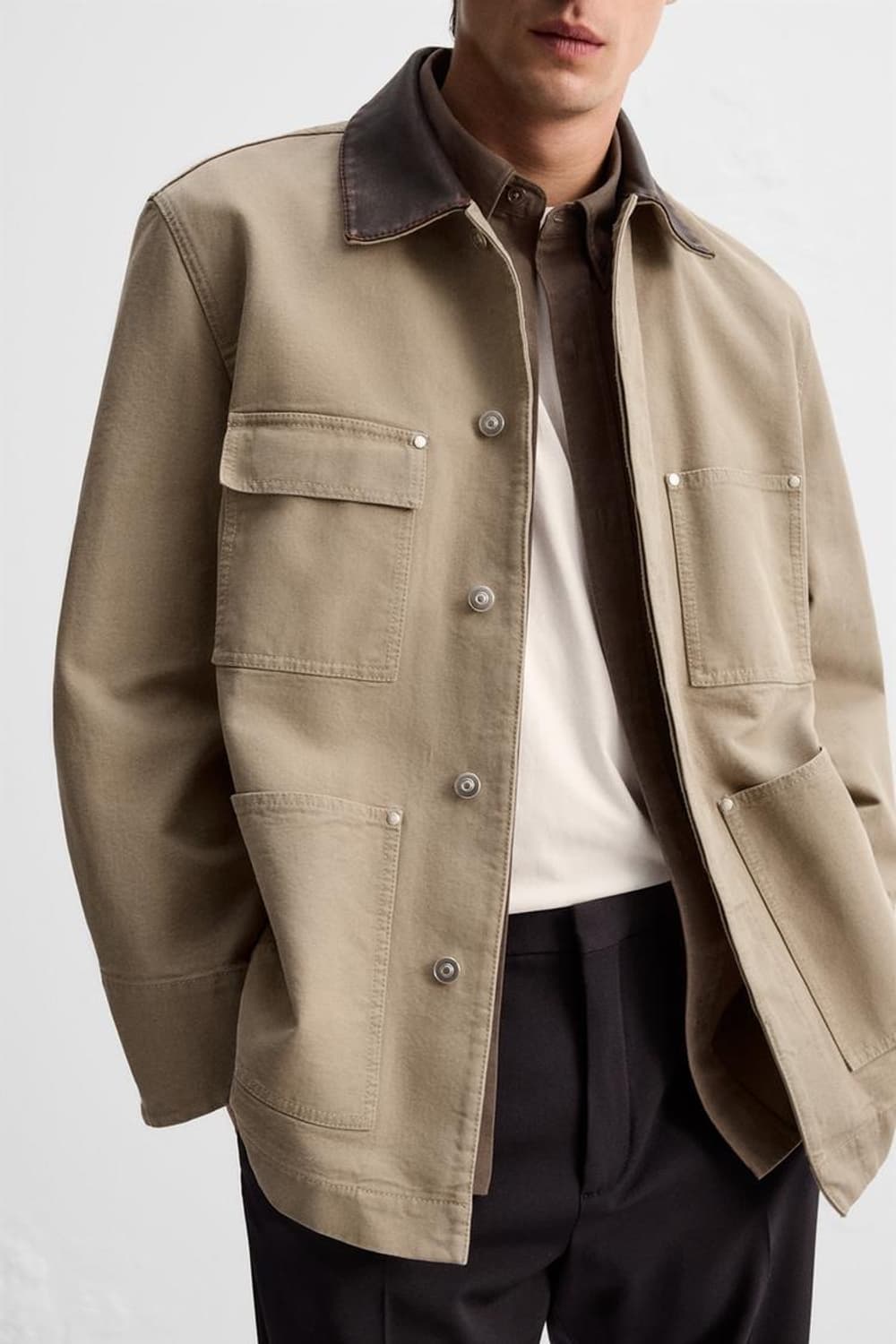 자라 오리진 워시드 캔버스 자켓 토프 그레이 상품이미지2