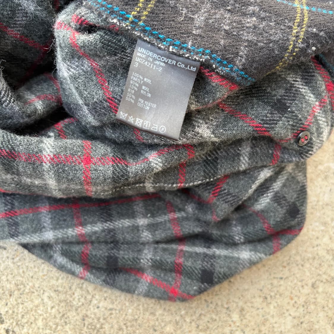 언더커버 블랙 울 체커 후드 자켓 상품이미지10