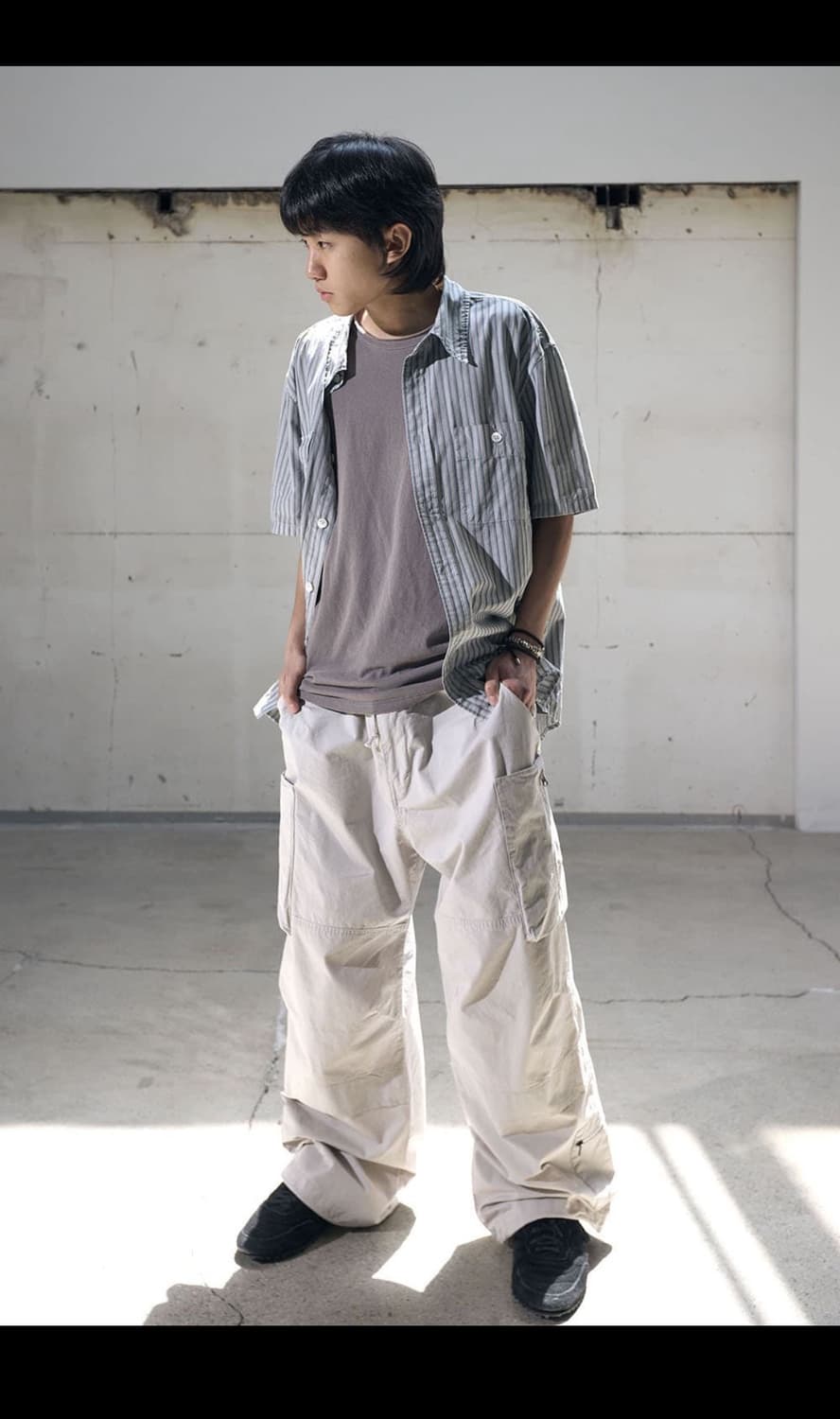 해칭룸 집카고 Zip cargo pants light gray 상품이미지1