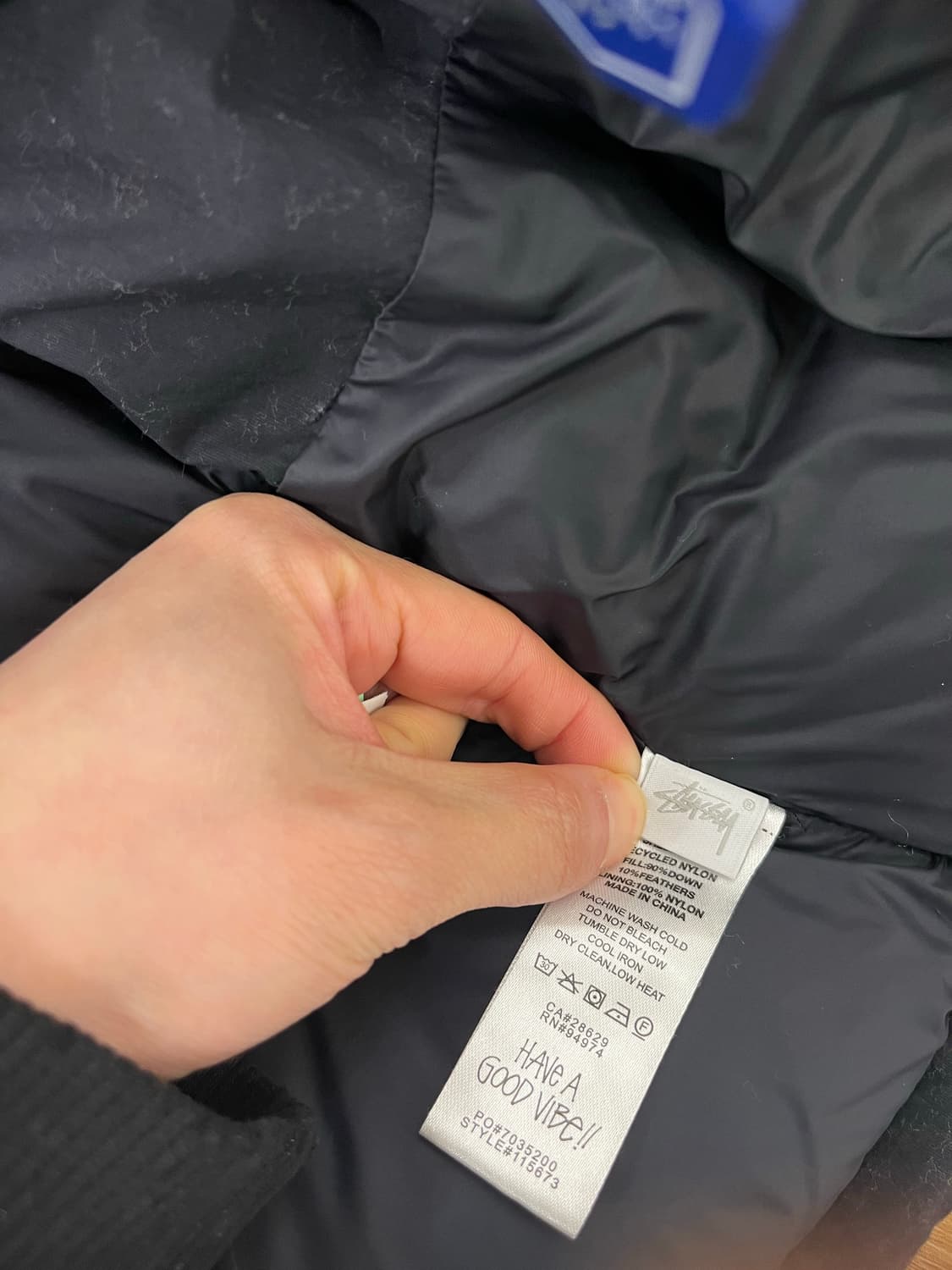 [M] 스투시 리사이클 나일론 다운 퍼퍼 빈티지 블랙 상품이미지4