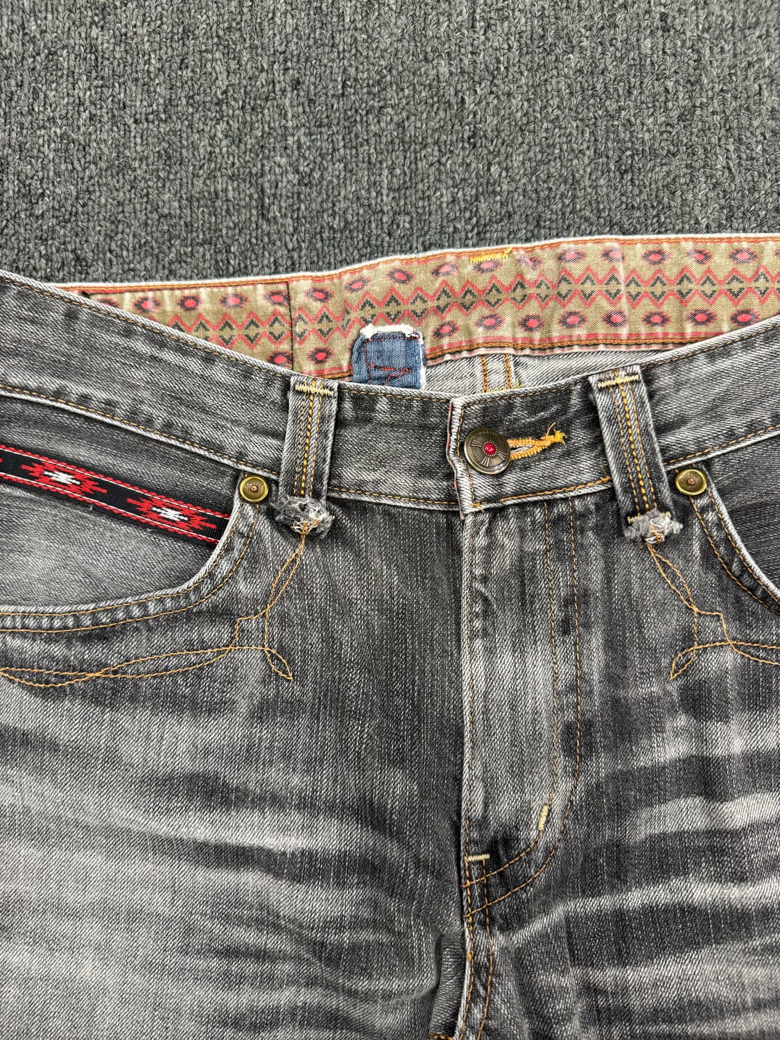 32)에드윈 빈티지 워싱 웨스턴 콘쵸 버튼 그레이 데님팬츠  상품이미지5