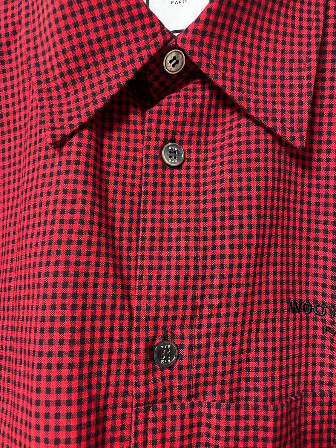 48사이즈, 우영미 레드 깅엄 레이어드 체크셔츠 상품이미지3