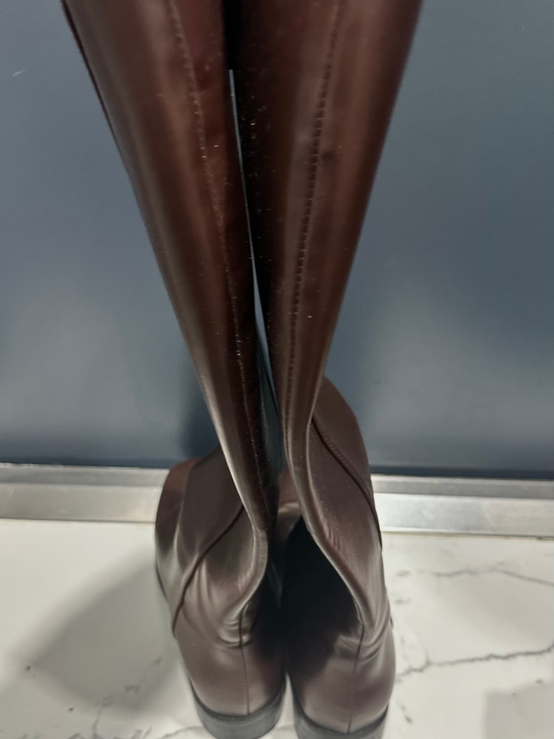 솔트앤초콜릿 스퀘어토 롱부츠 브라운 240mm 급처 상품이미지2