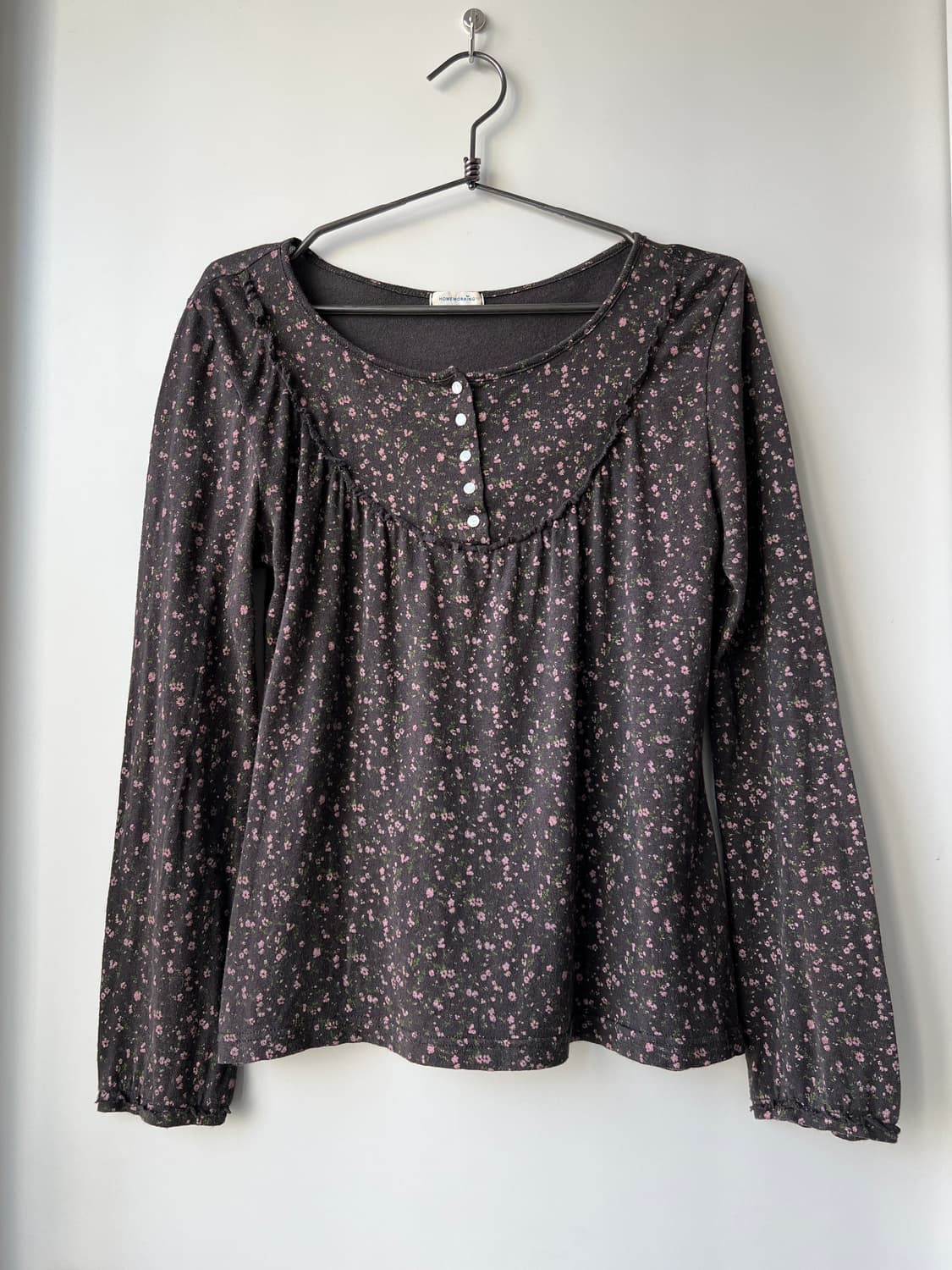 브라운 플라워 슬리브 탑 상품이미지1