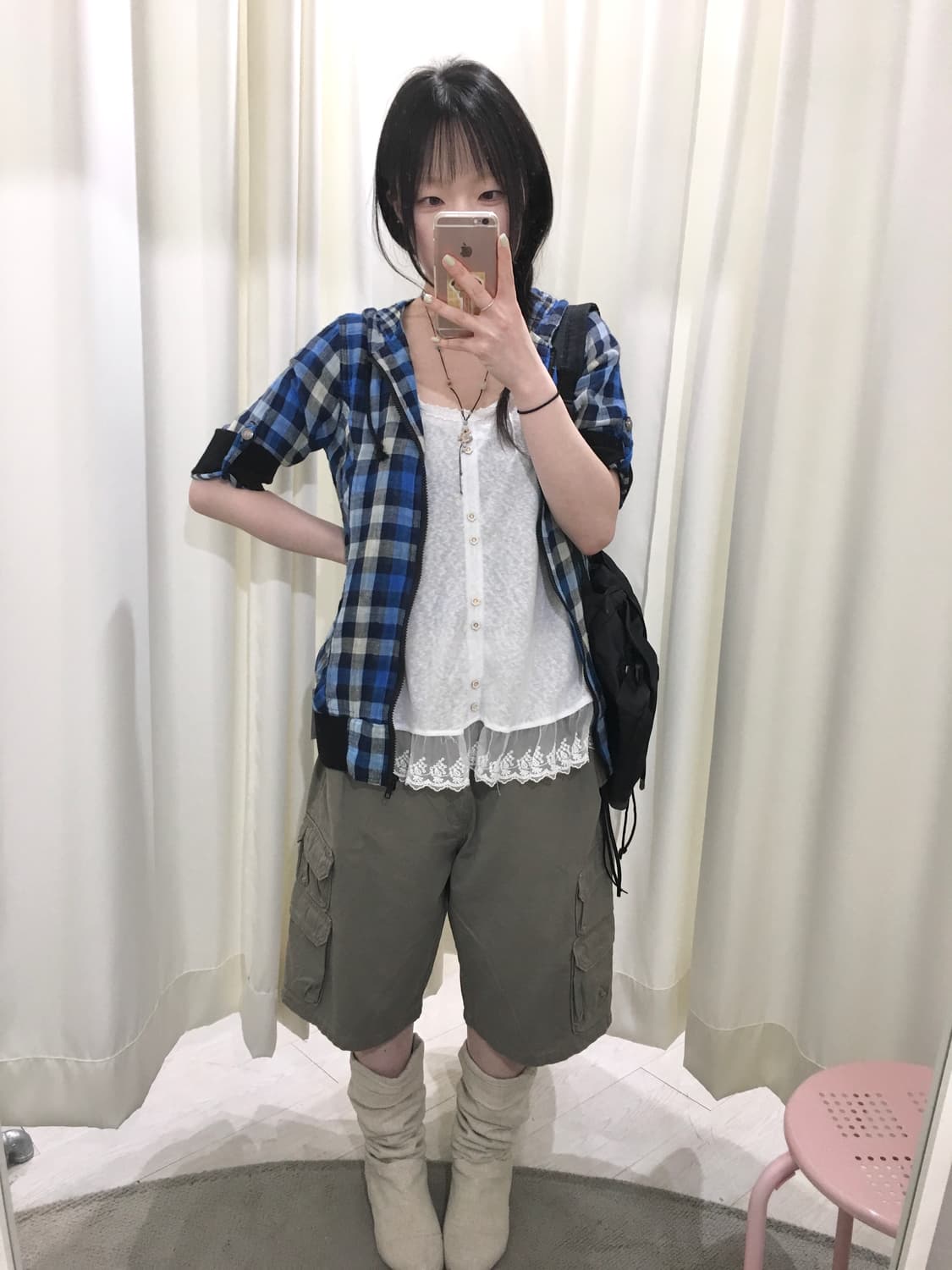 hagumi check hoodie zip up 상품이미지3